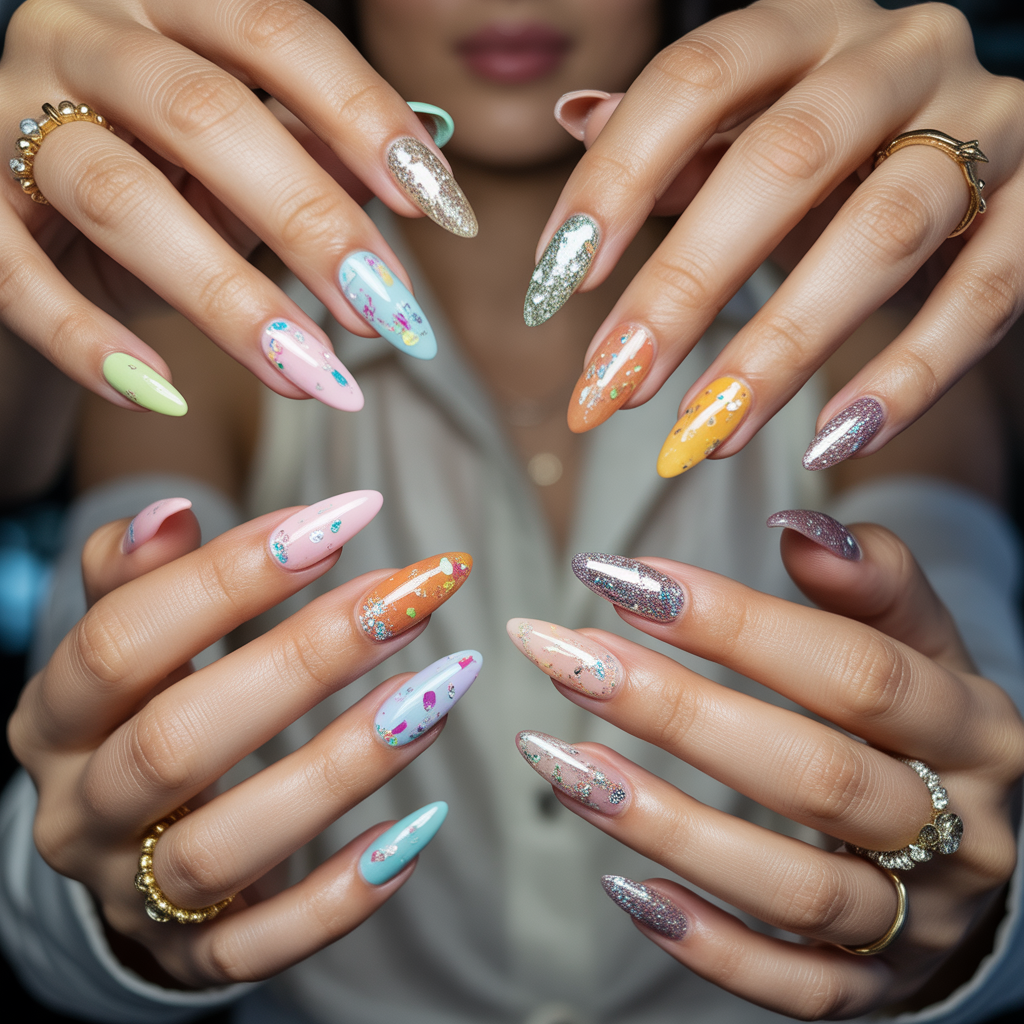 42 confetti nail styles to sparkle and shine all year long