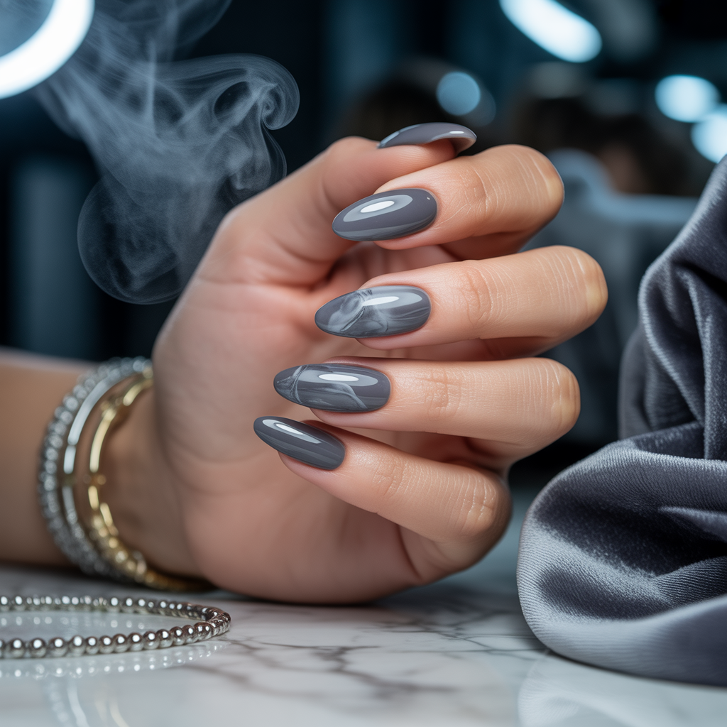 acrylic nails grey