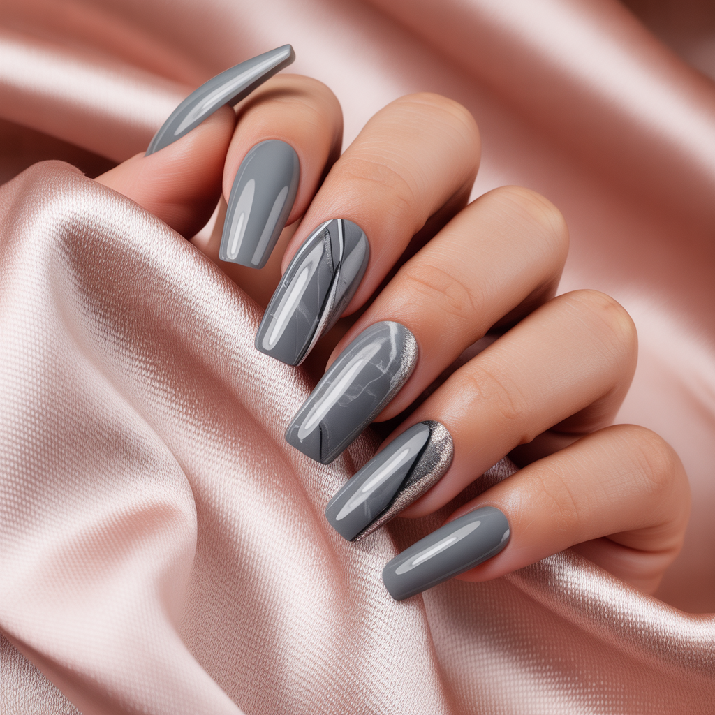 acrylic nails grey
