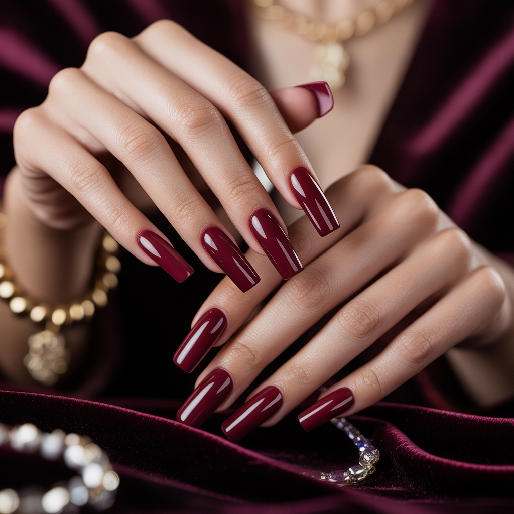 acrylic nails maroon