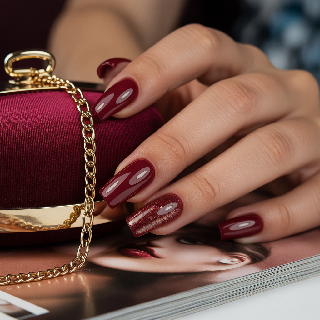 acrylic nails maroon