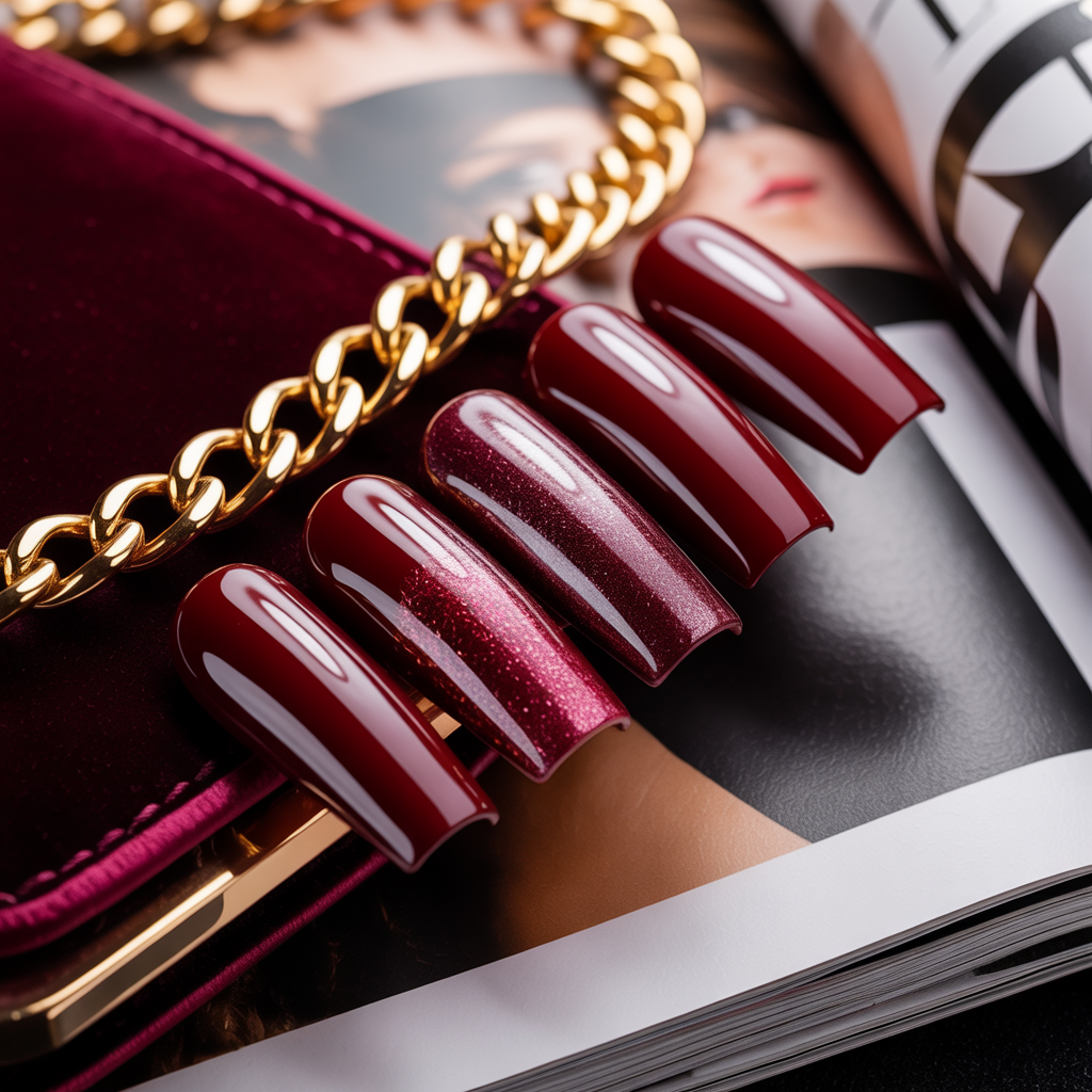 acrylic nails maroon