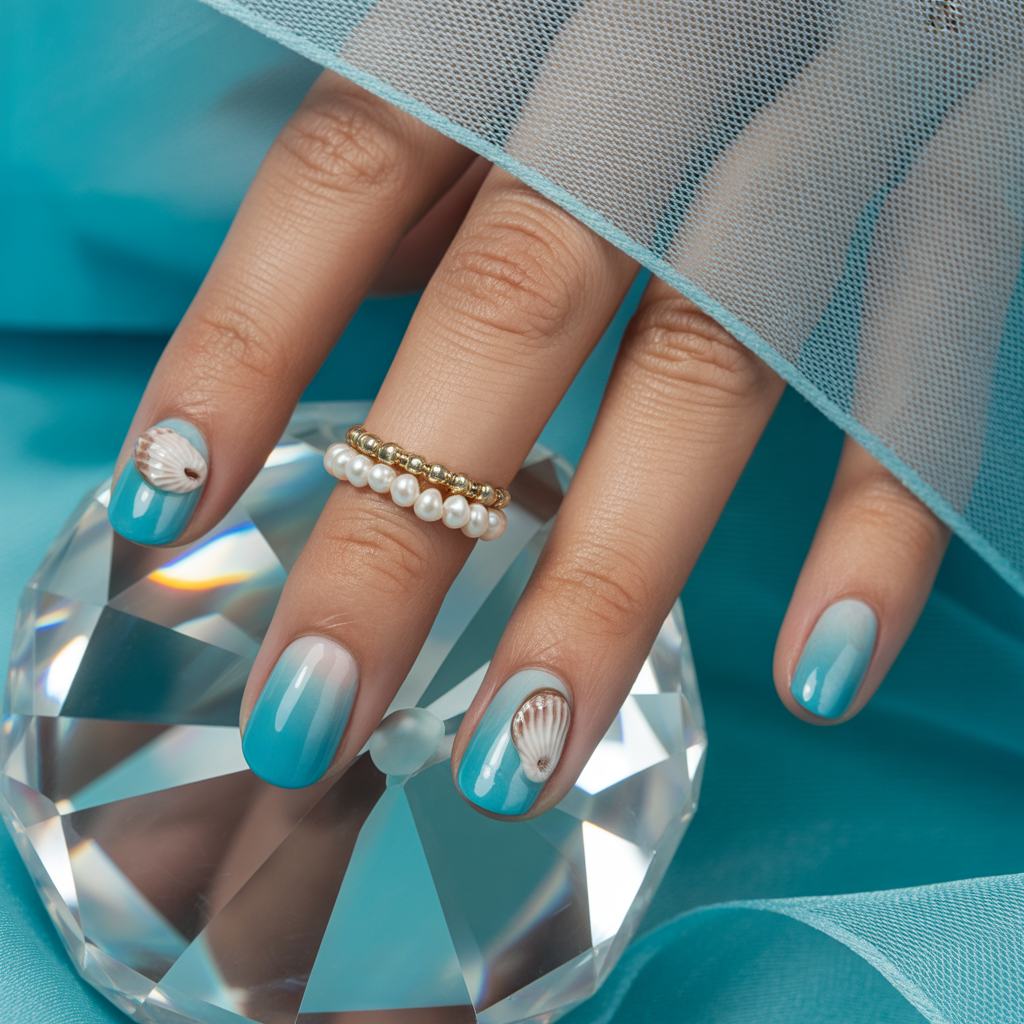 aqua blue nails