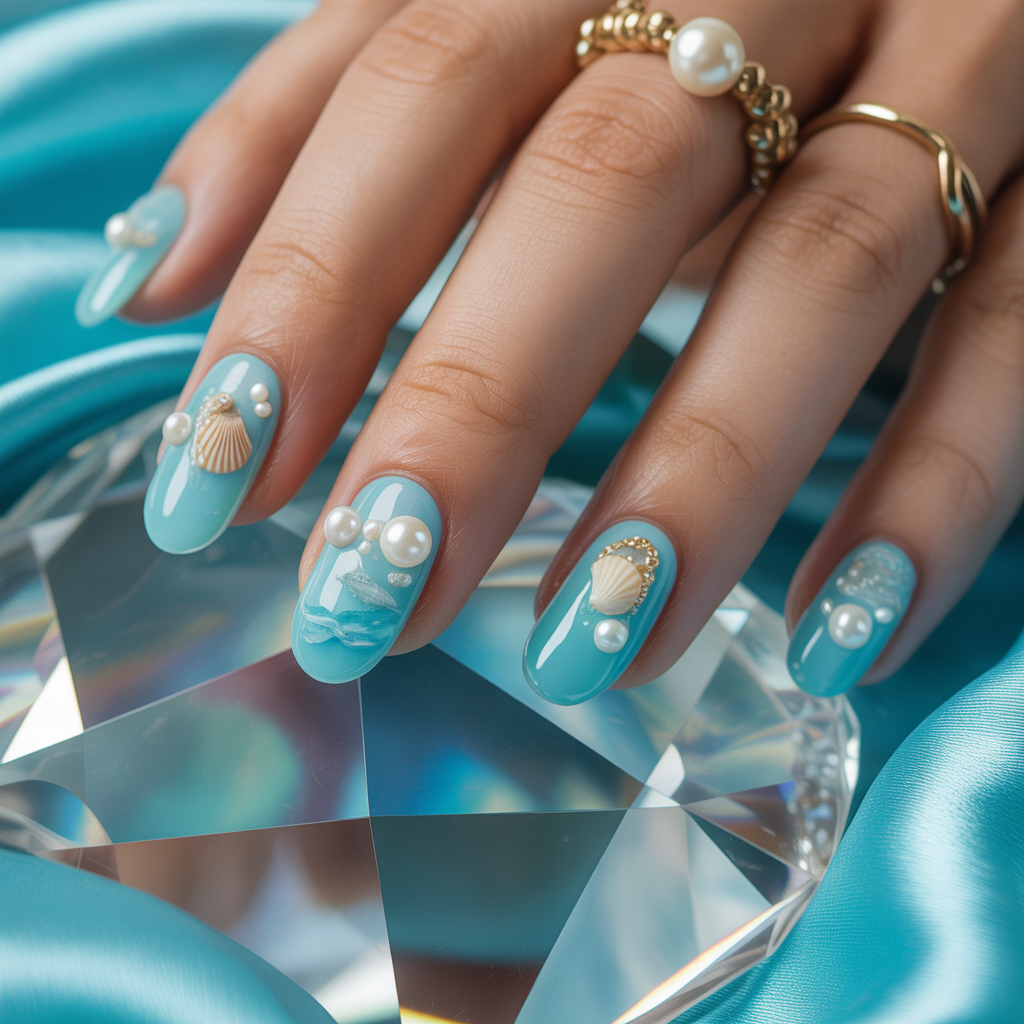 aqua blue nails