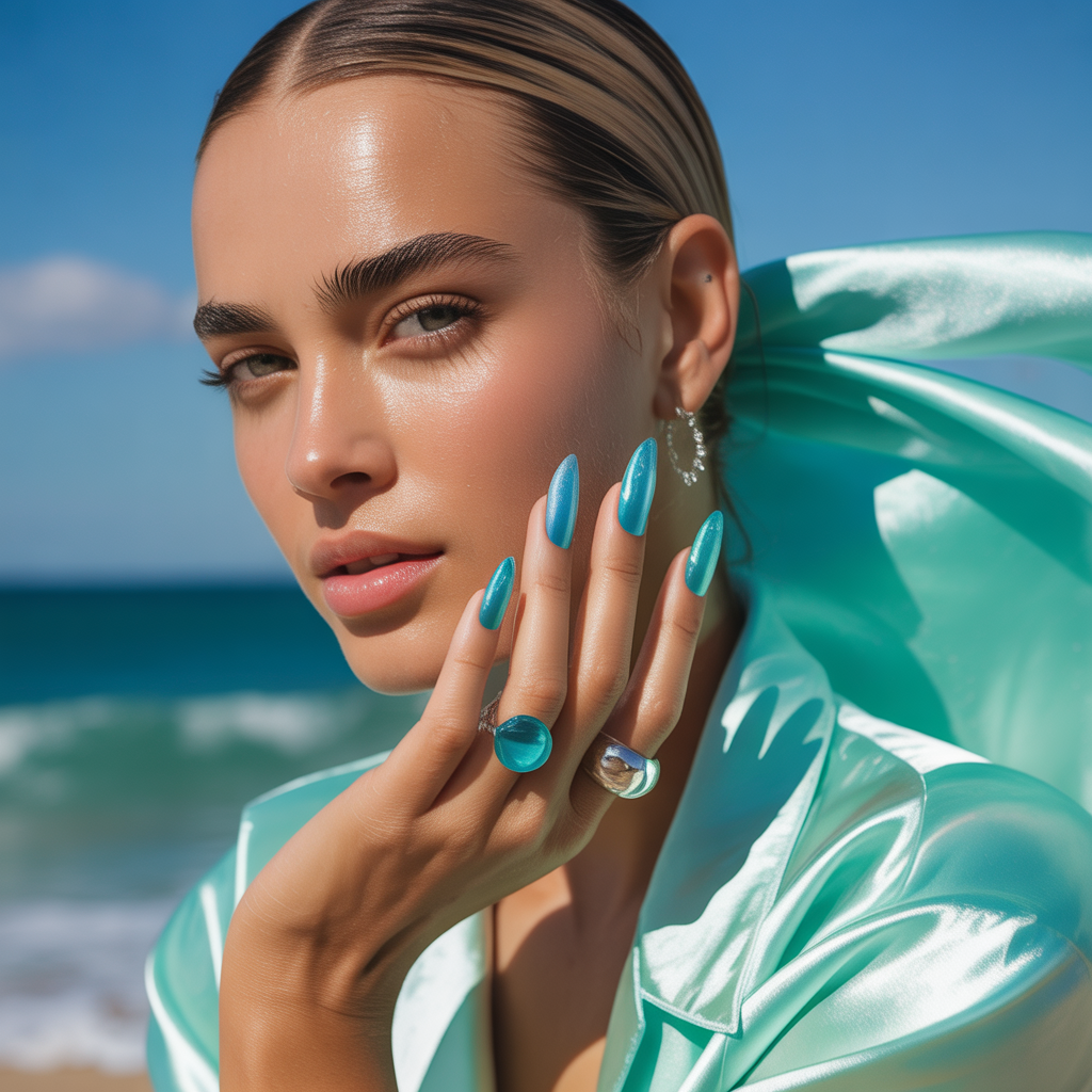 aqua blue nails
