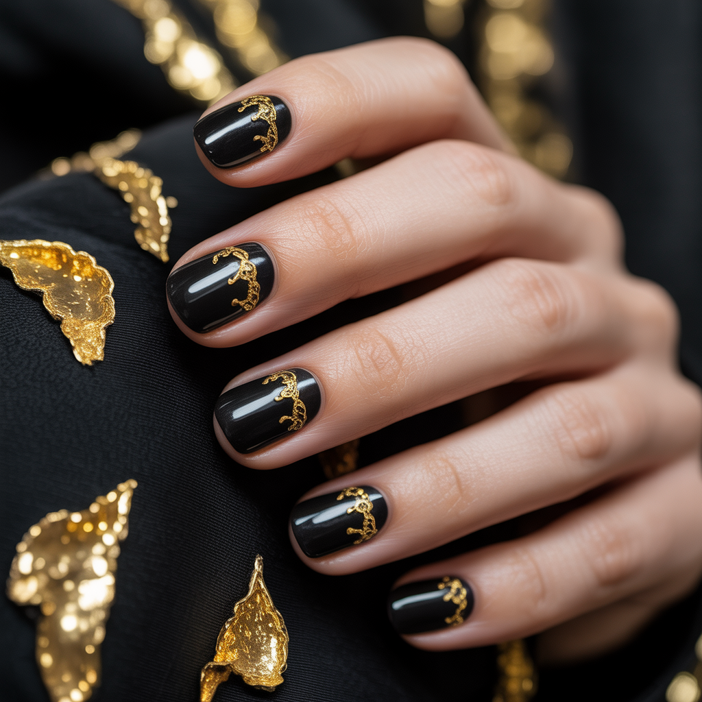 black and gold nails