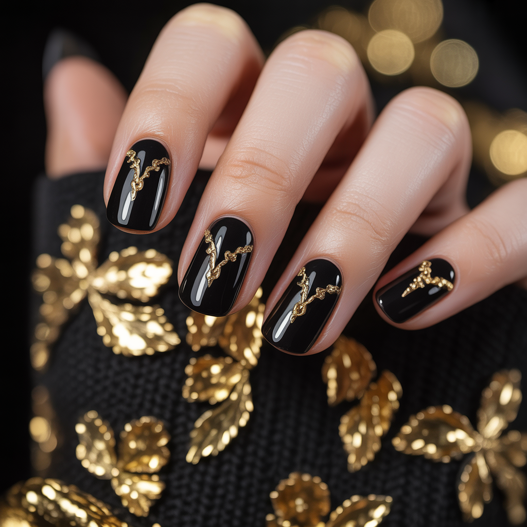black and gold nails