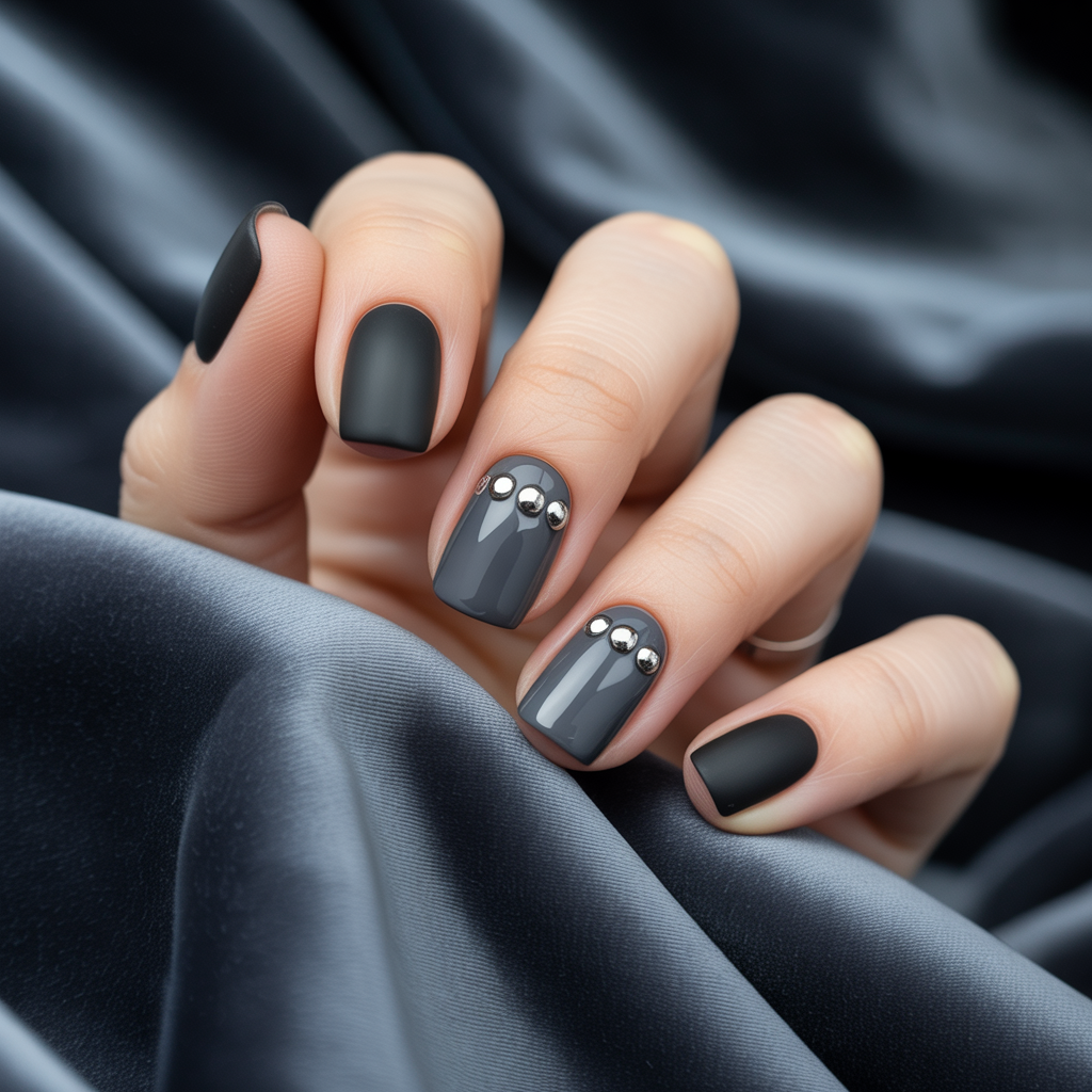 black and grey nails