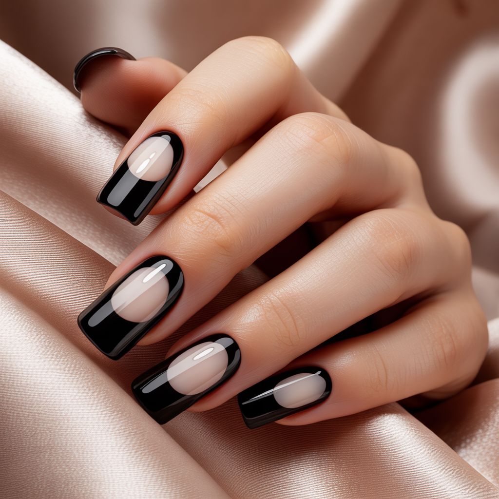 black and nude nails