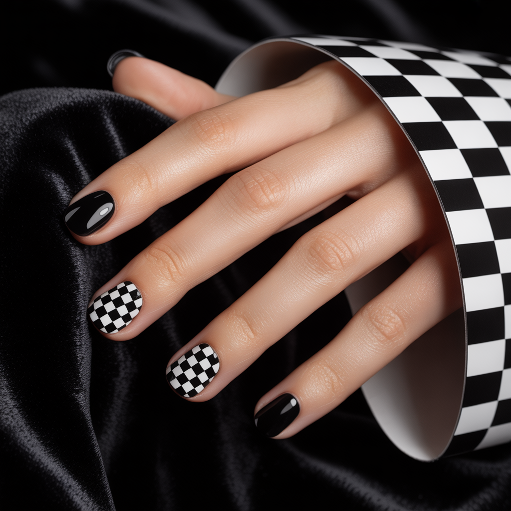 black and white nails