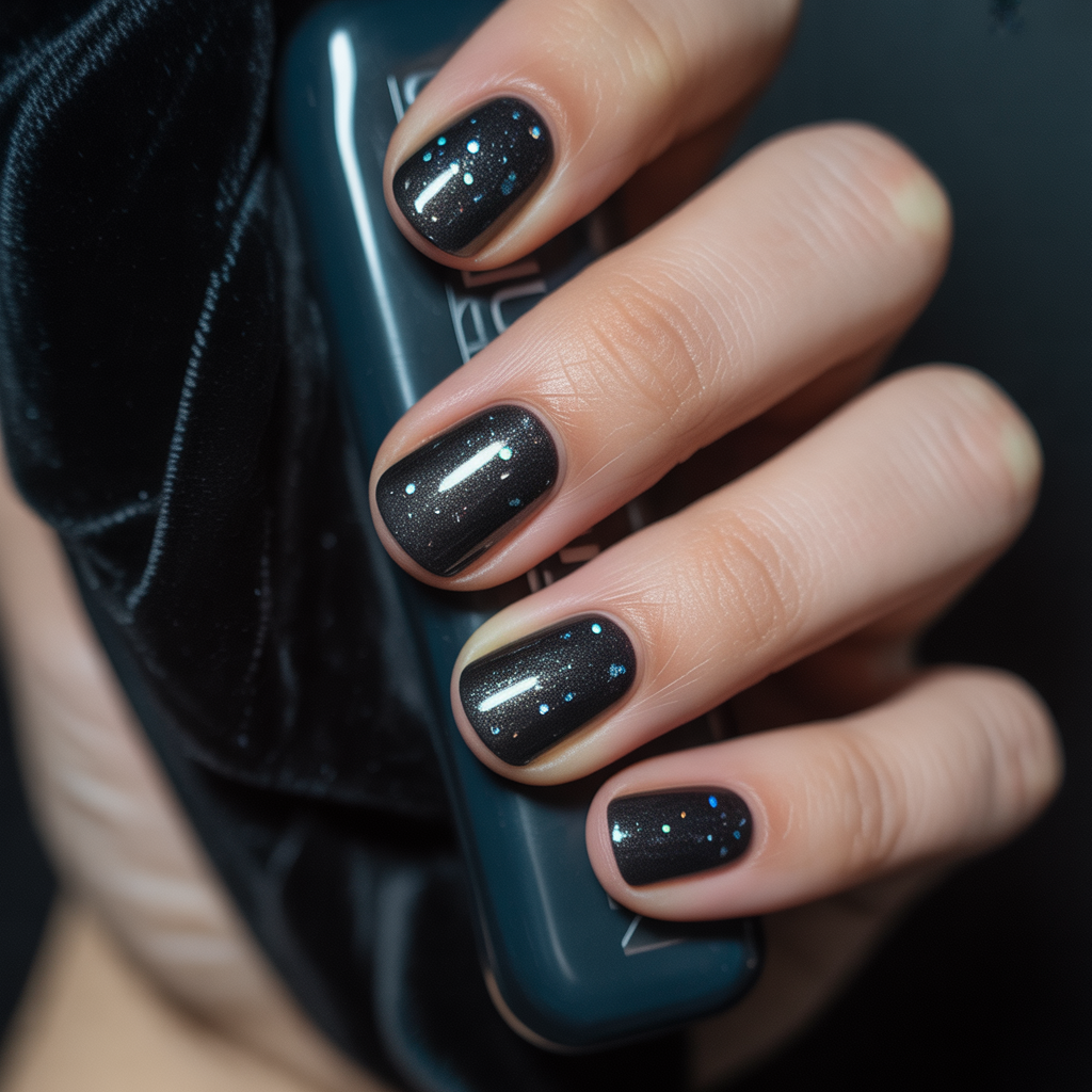 black glitter nails