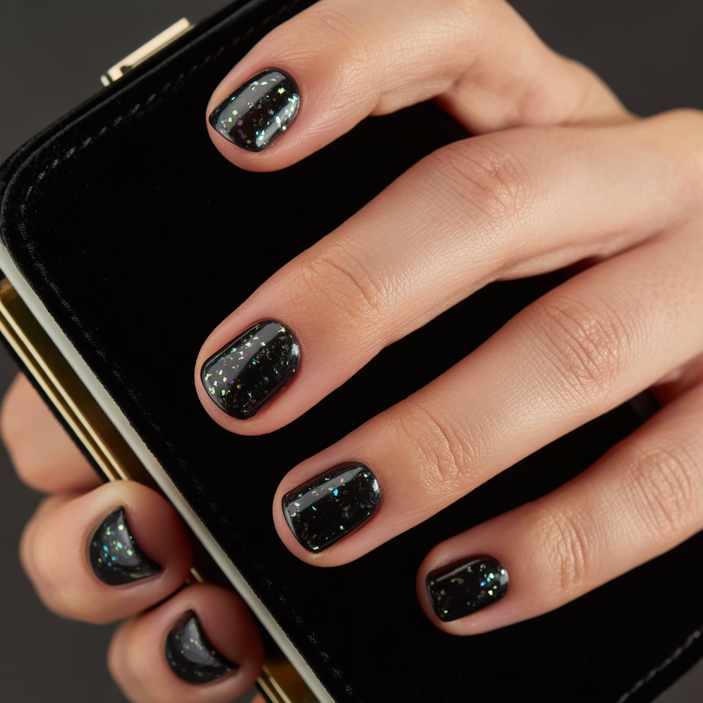 black glitter nails