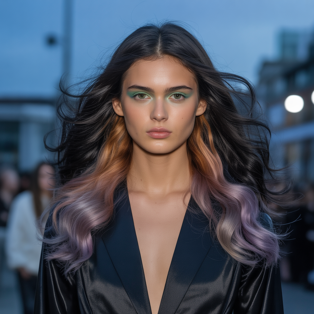 black hair with highlights