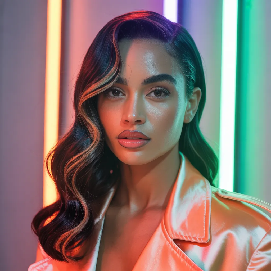 black hair with highlights