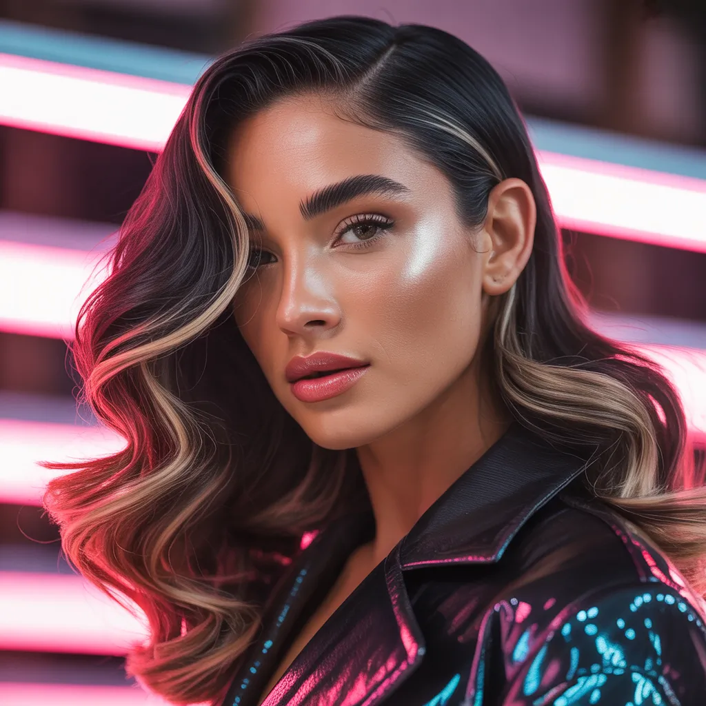 black hair with highlights