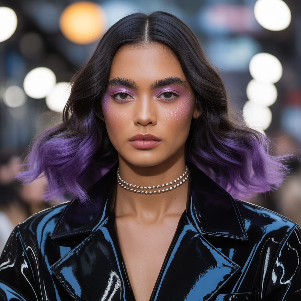 black hair with highlights