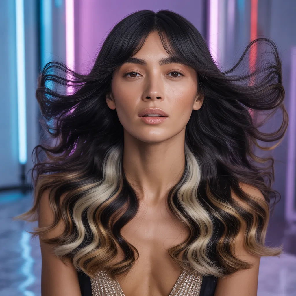 black hair with highlights