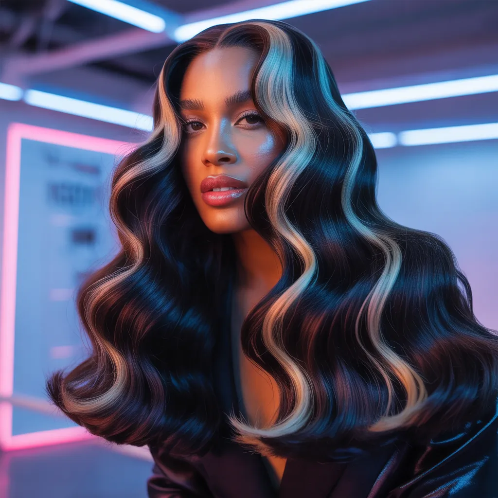 black hair with highlights