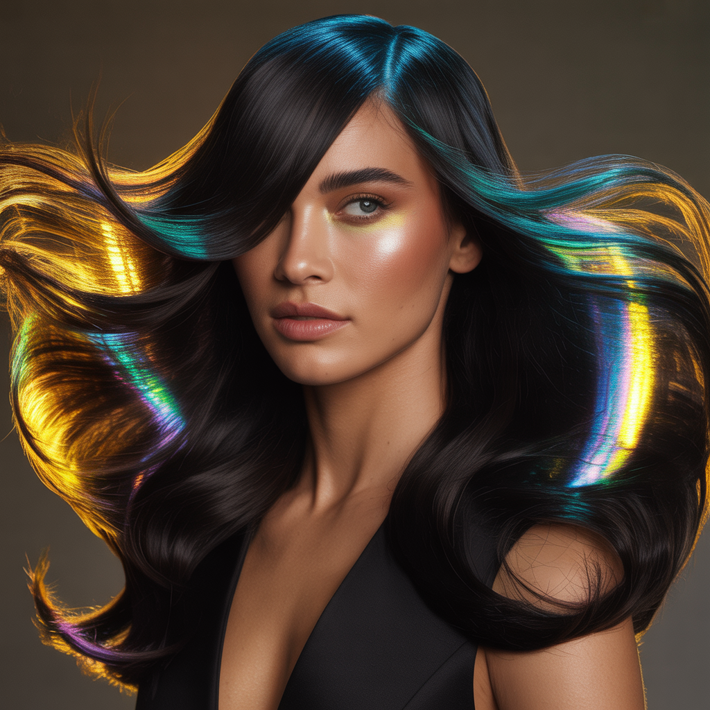 black hair with highlights