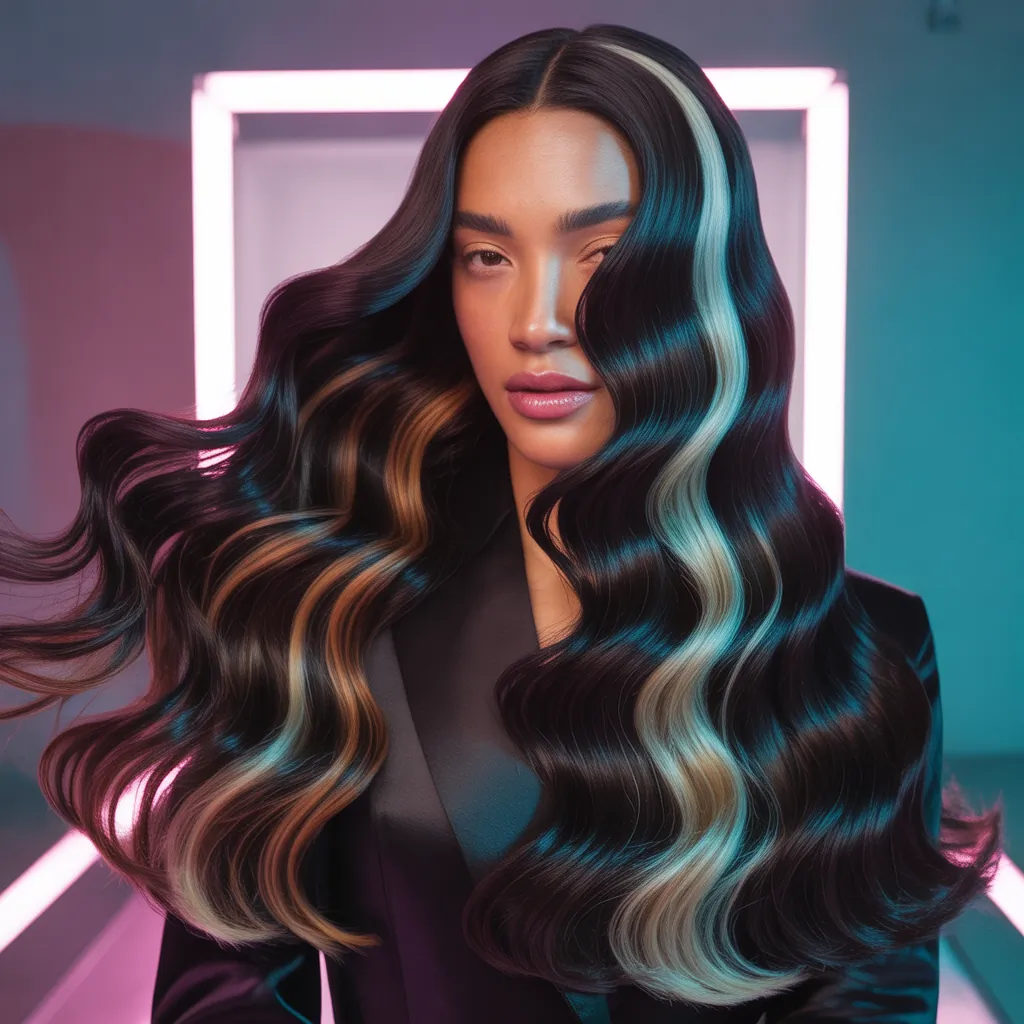 black hair with highlights