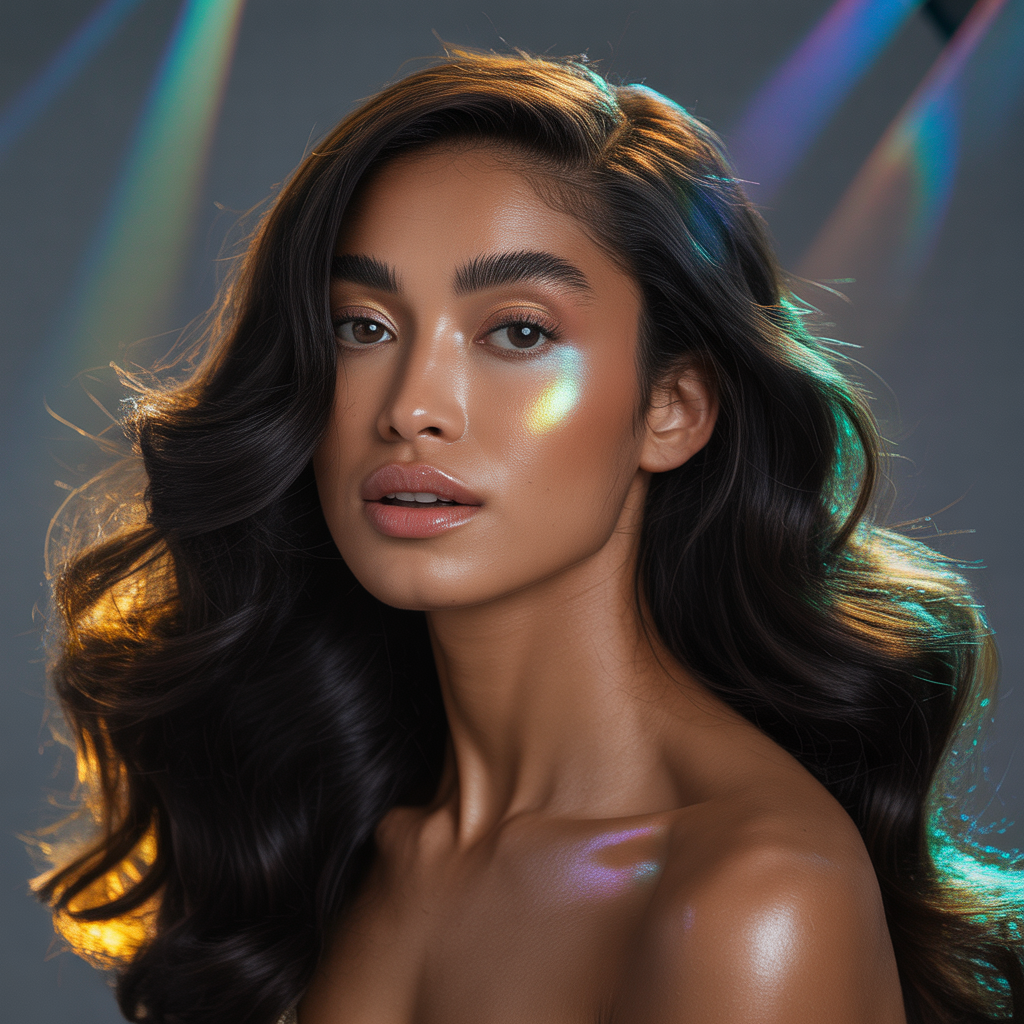 black hair with highlights