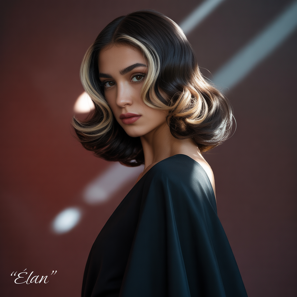 black hair with highlights