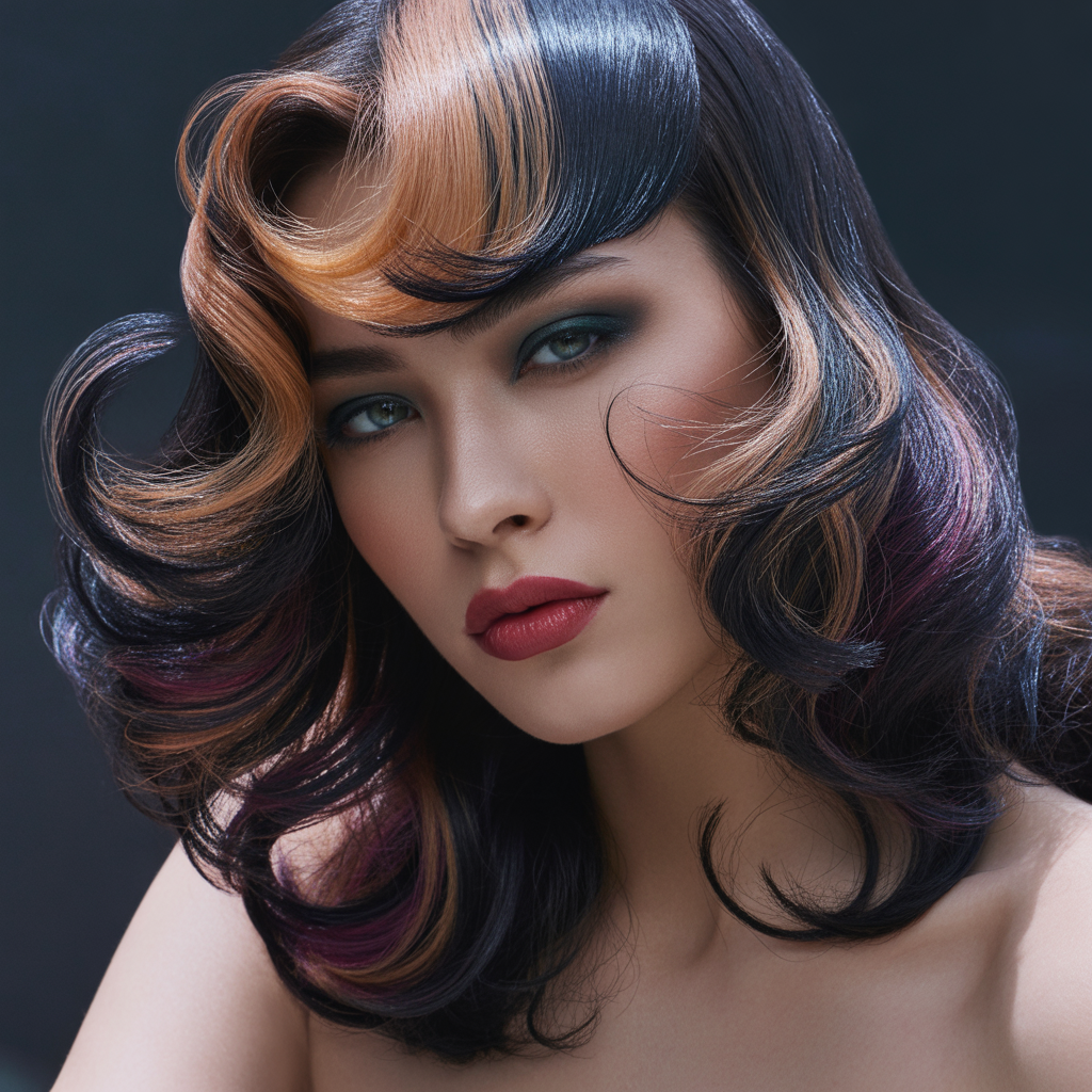 black hair with highlights