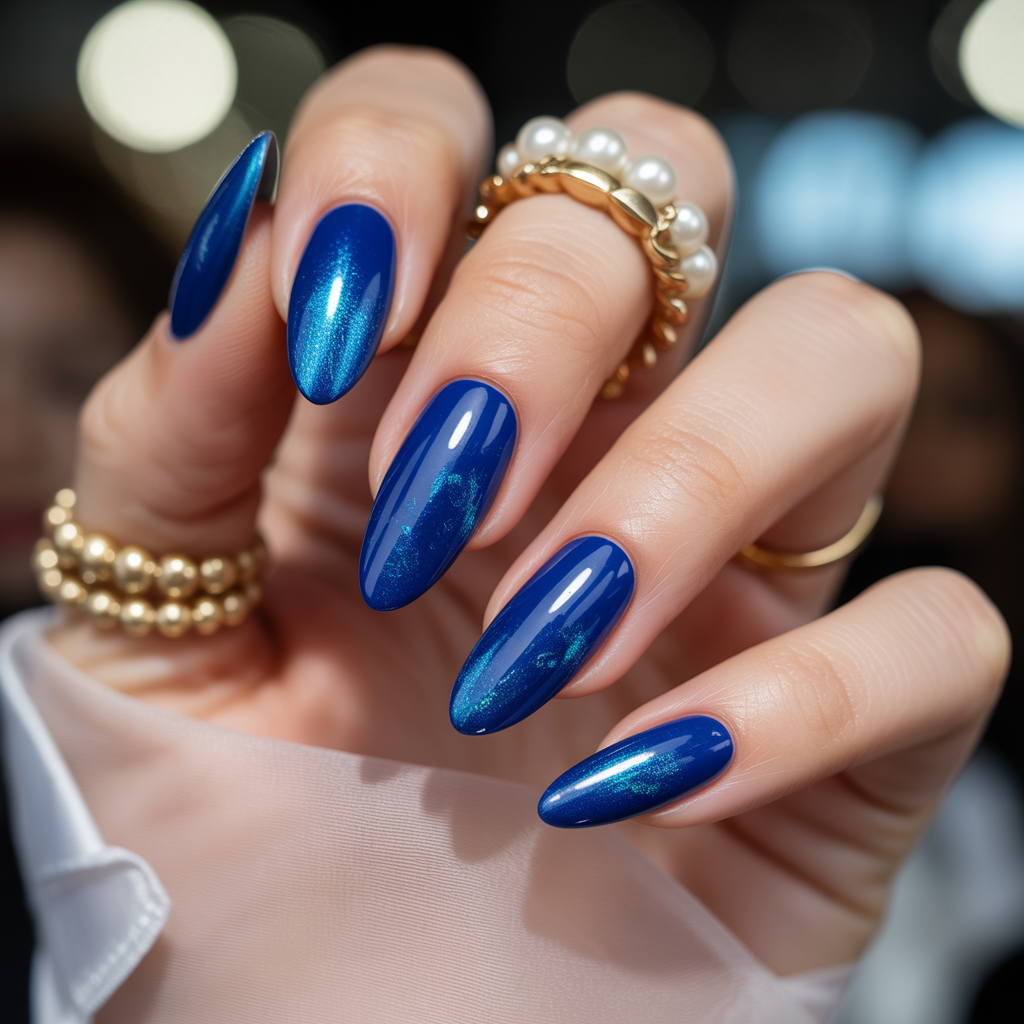 blue and gold nails