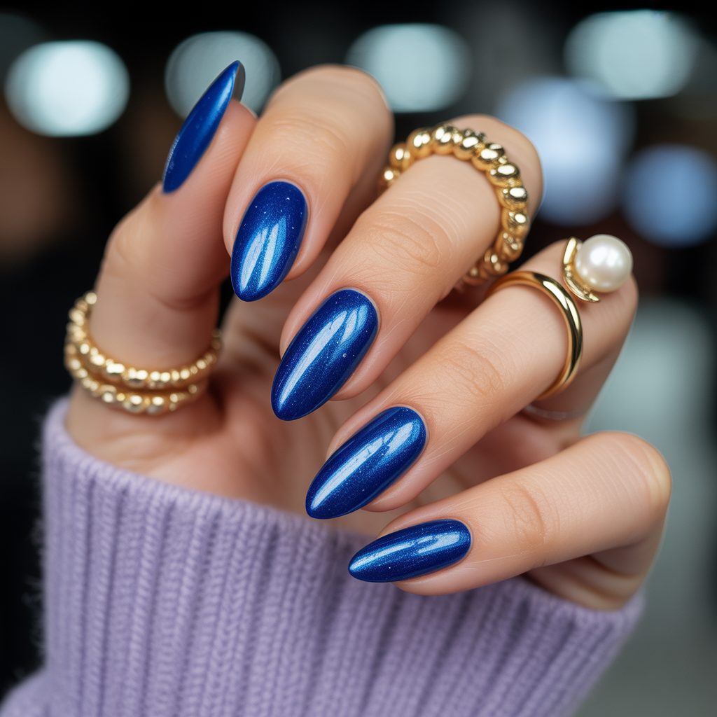 blue and gold nails