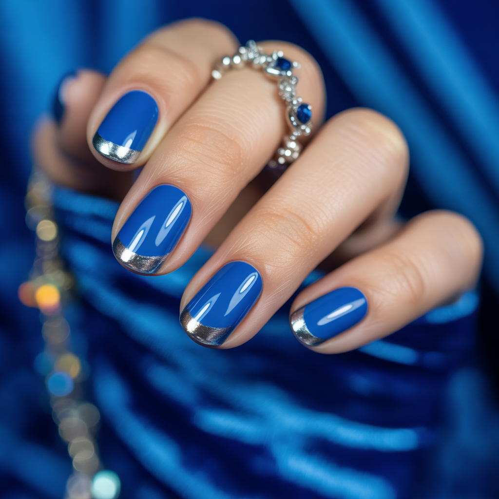 blue and silver nails