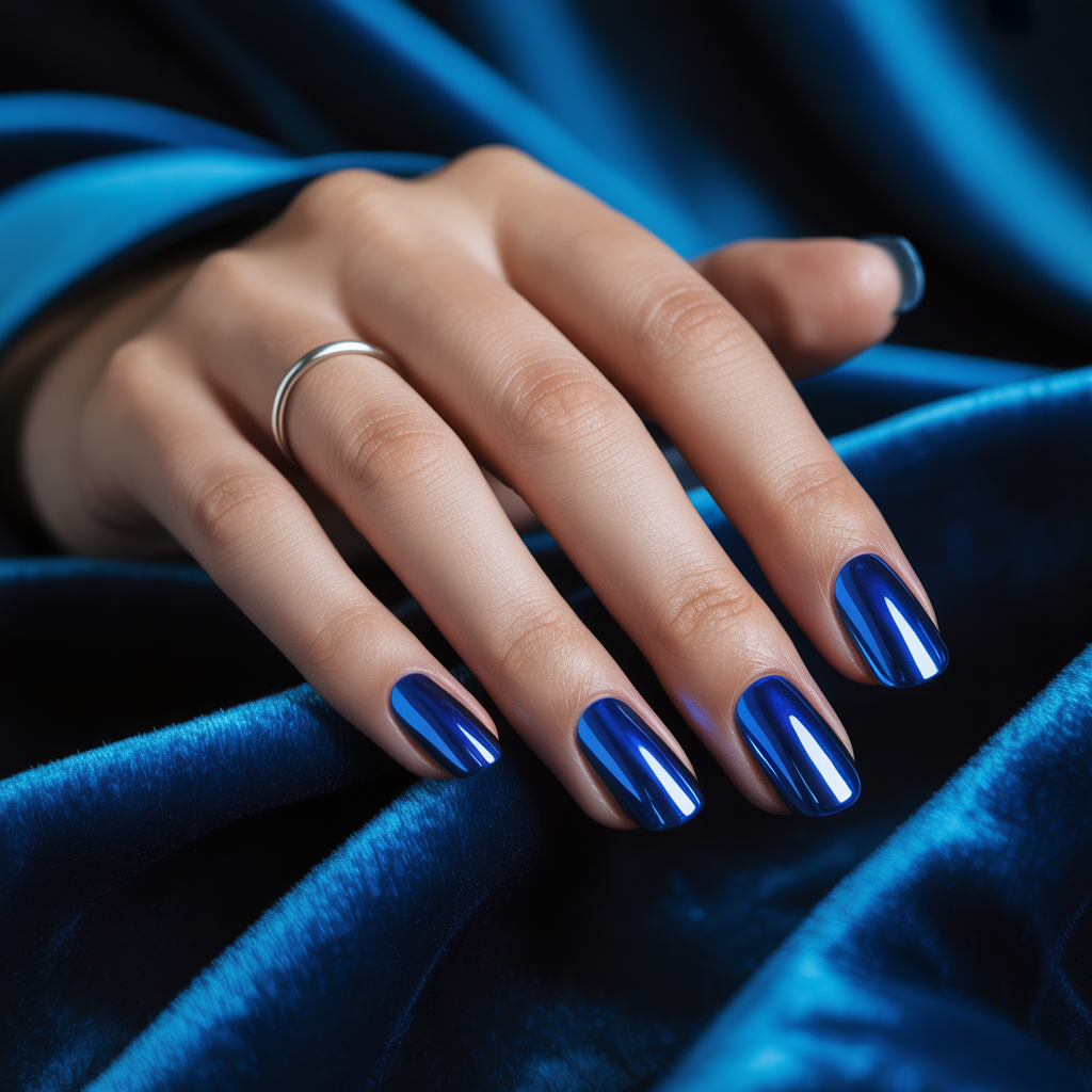 blue chrome nails