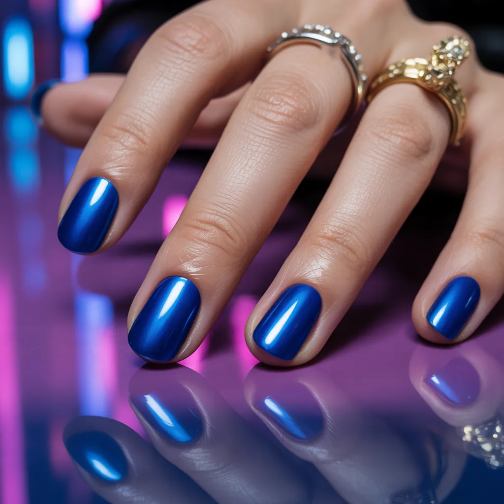 blue chrome nails