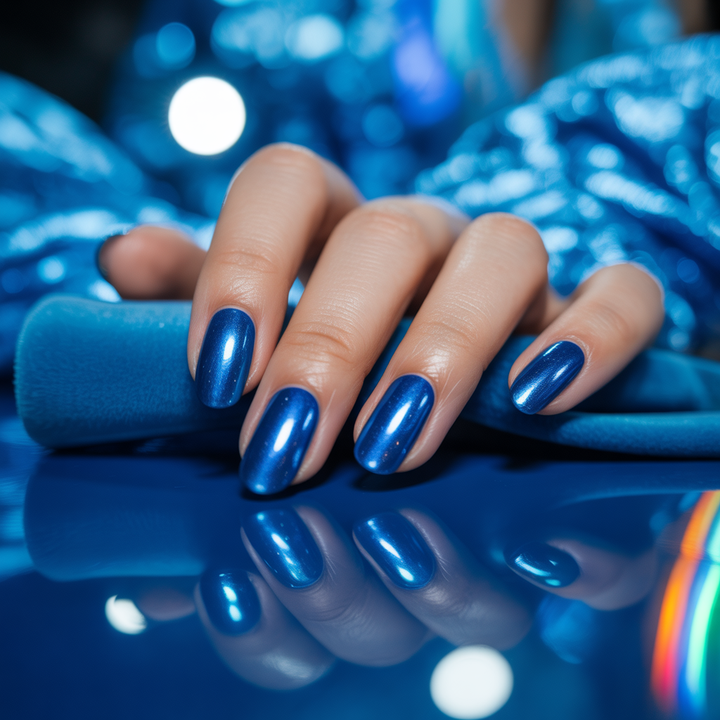 blue chrome nails
