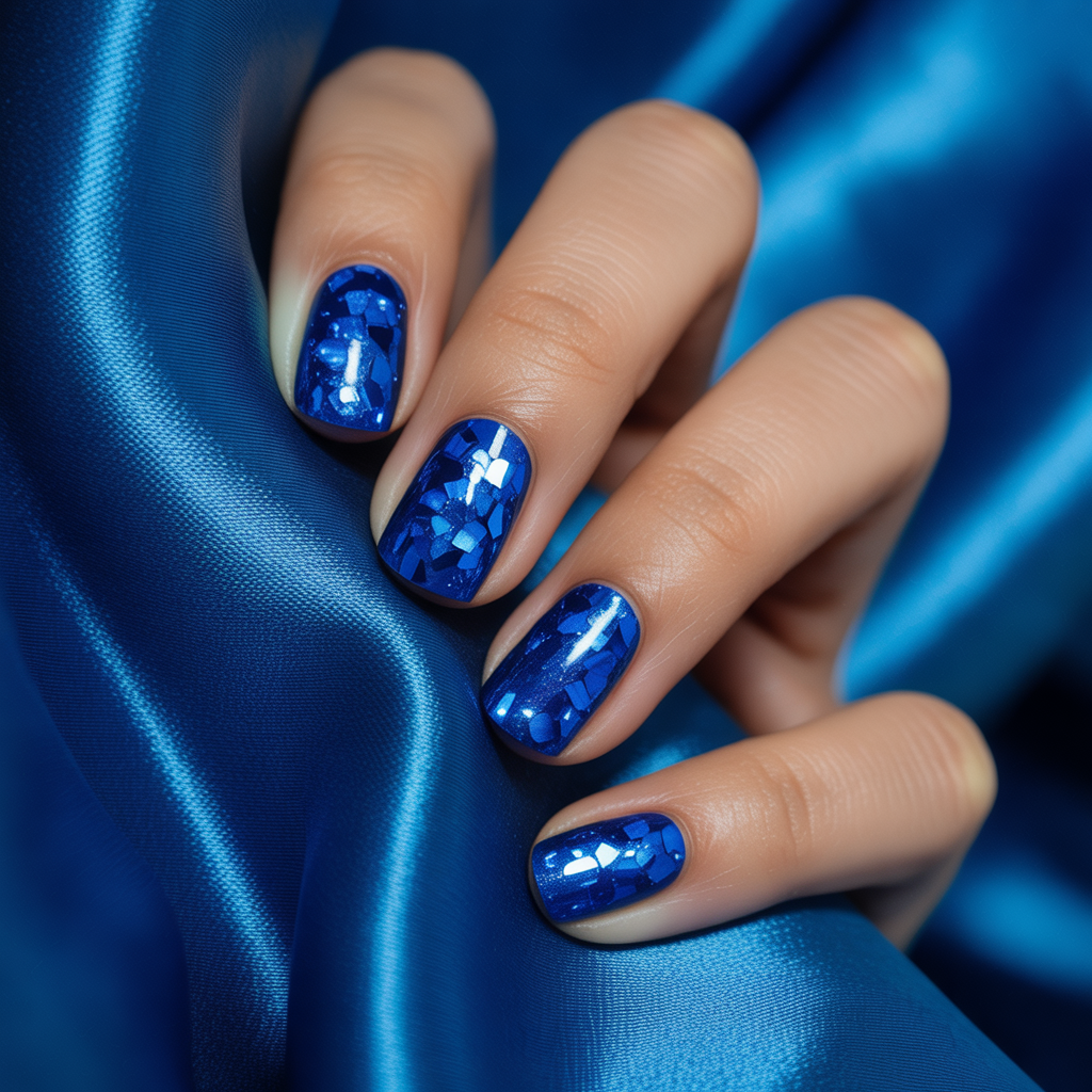 blue glitter nails