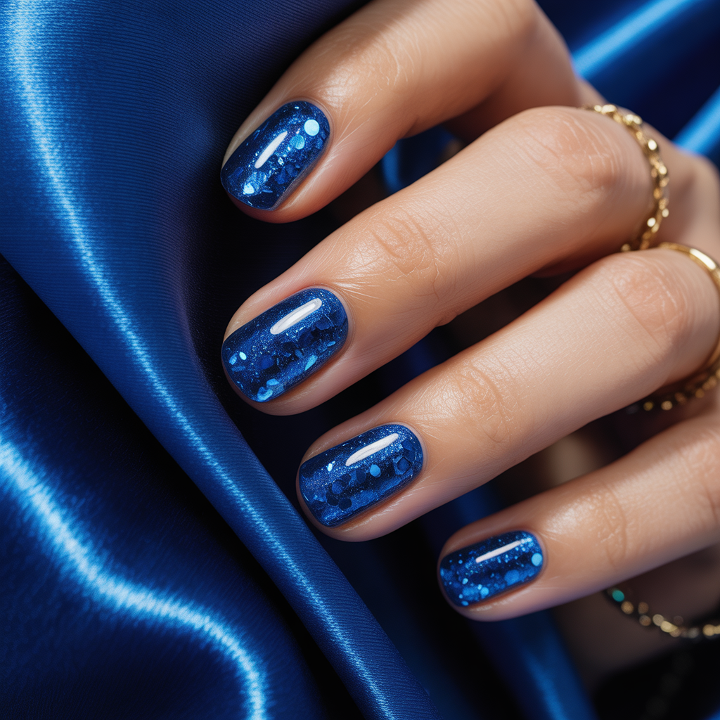 blue glitter nails