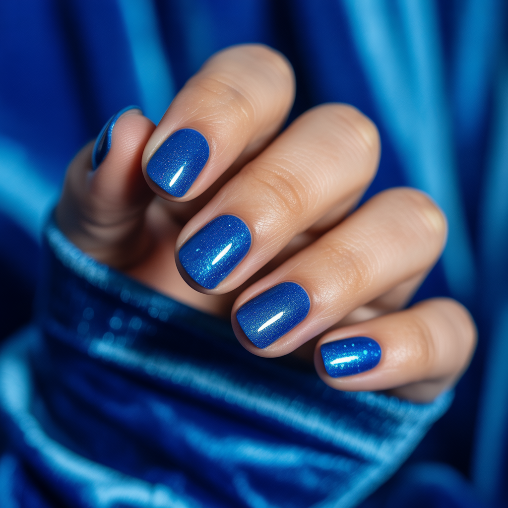 blue glitter nails