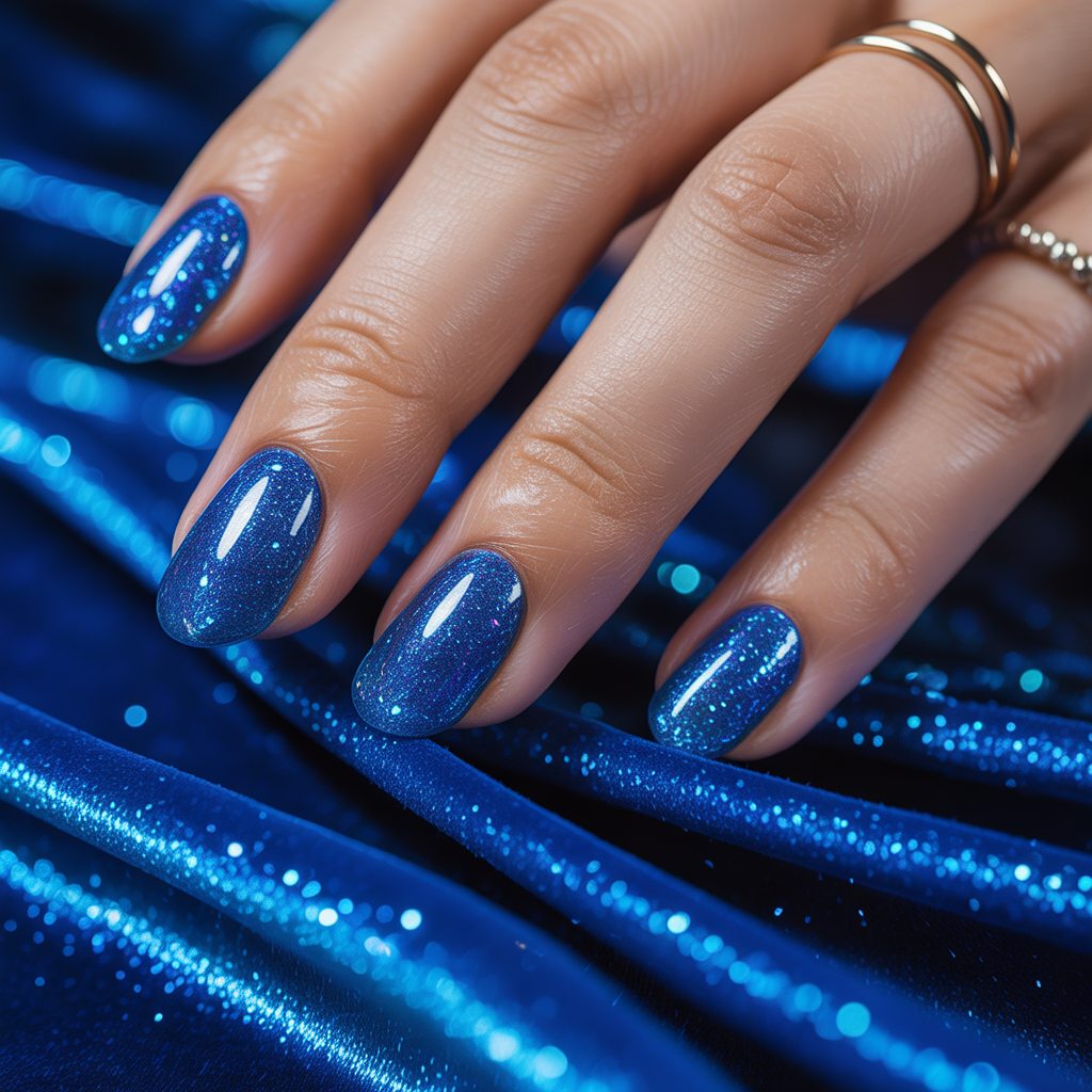 blue glitter nails
