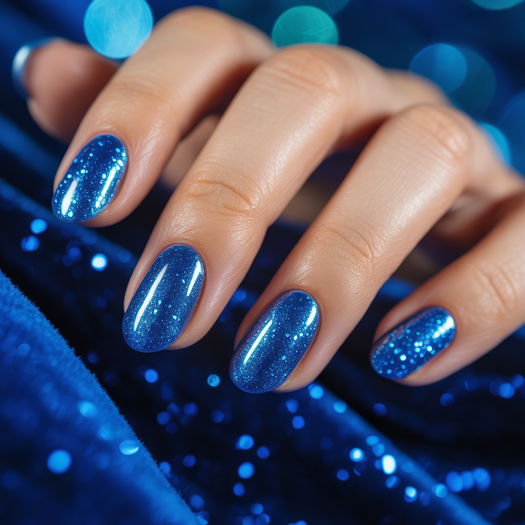 blue glitter nails