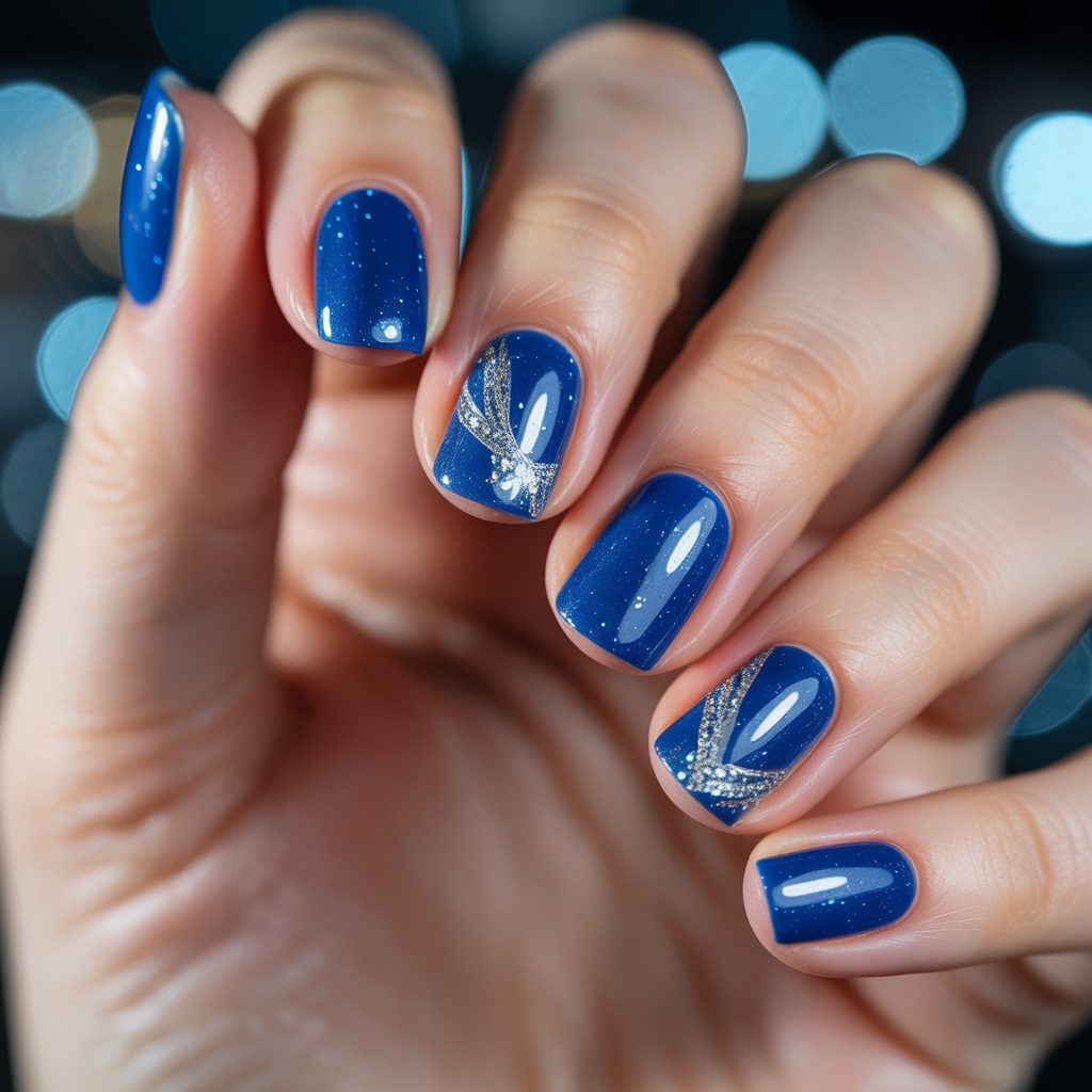 blue glitter nails