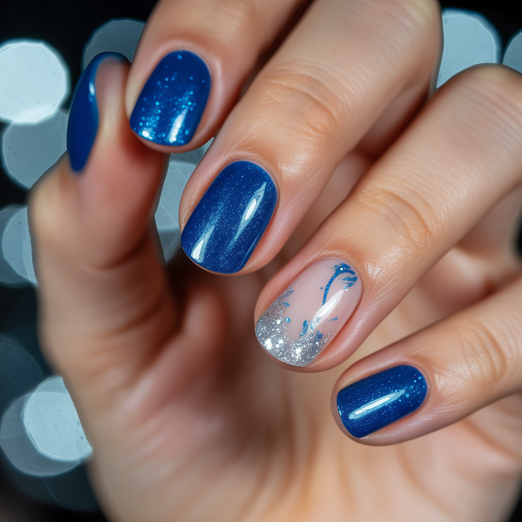 blue glitter nails