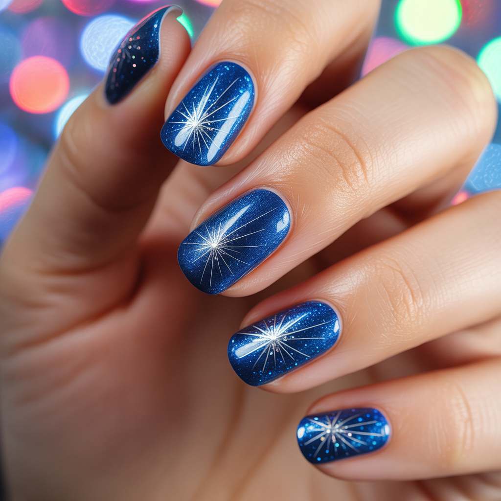blue glitter nails