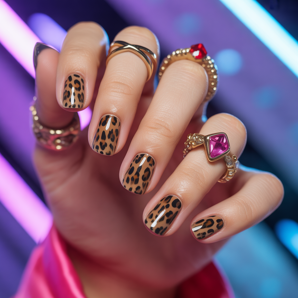 cheetah print nails