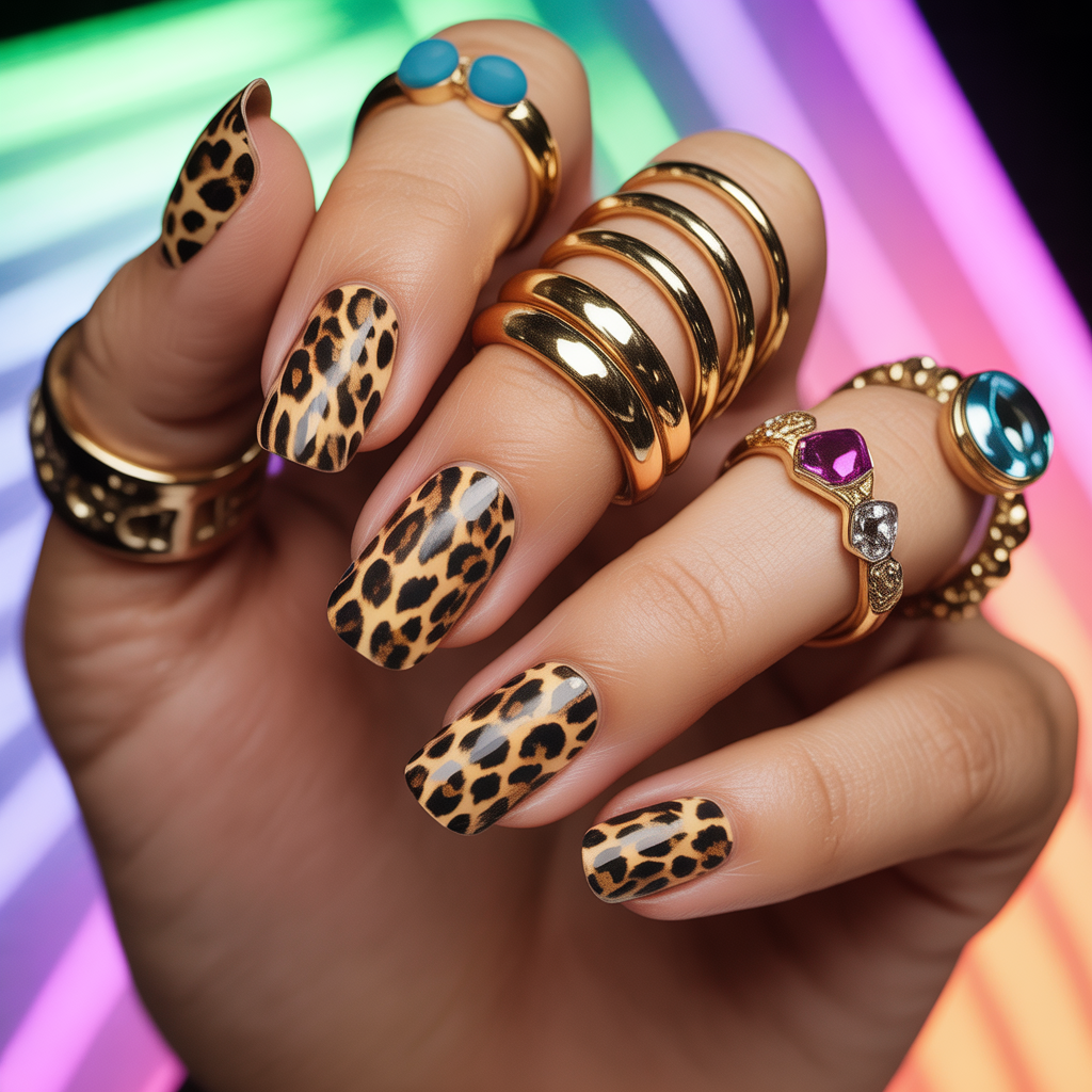 cheetah print nails