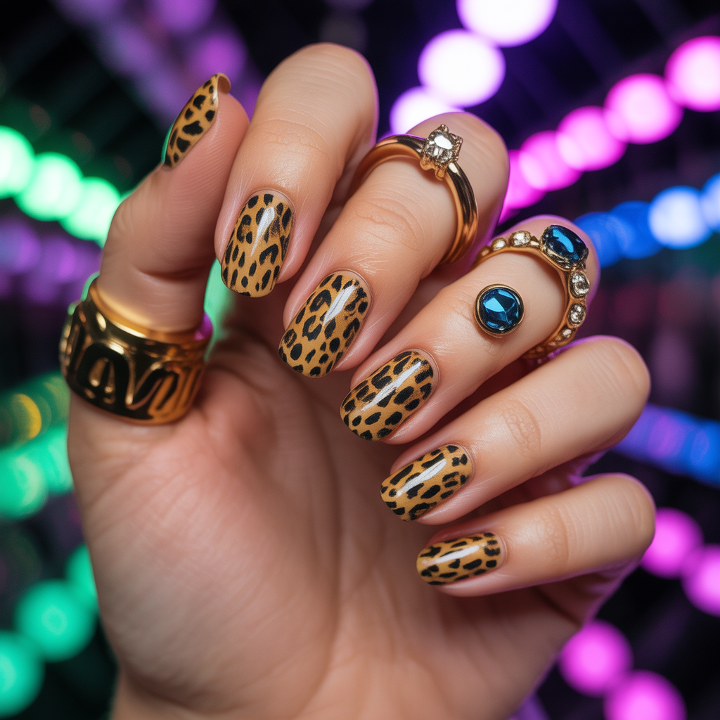 cheetah print nails