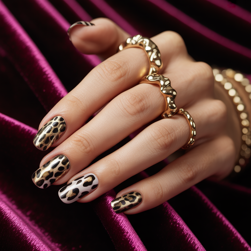 cheetah print nails