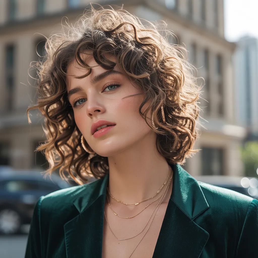 chin length curly hair