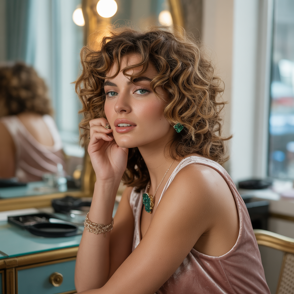 chin length curly hair