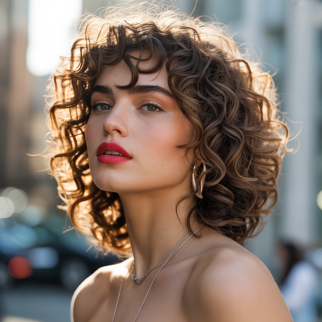 chin length curly hair