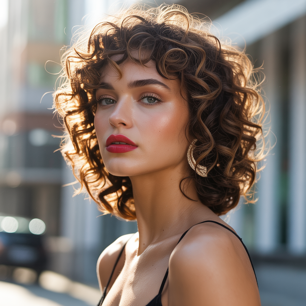 chin length curly hair