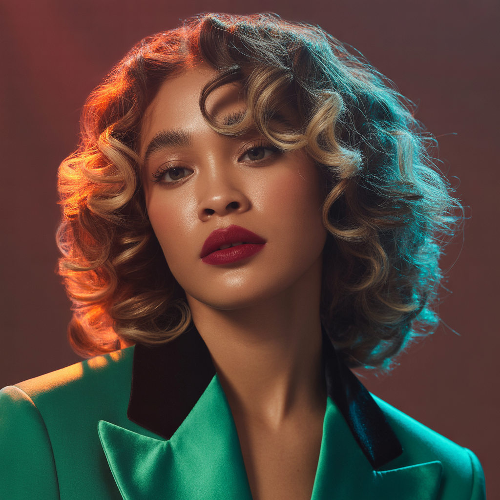 chin length curly hair